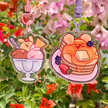 Original glitter epoxy keychains drawn by me