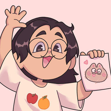 digital self-portrait drawing of me with glasses, light brown skin, and dark brown hair dyed blond at the roots.